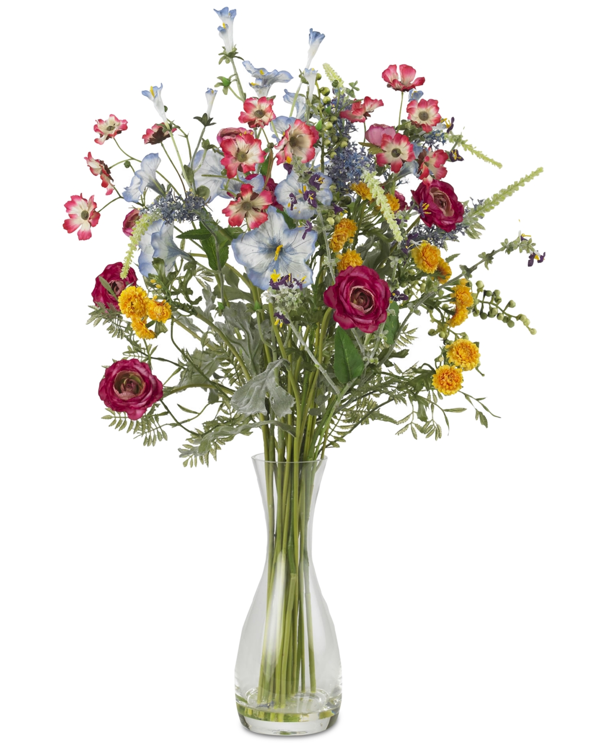 Veranda Garden Artificial Flower Arrangement with Glass Vase - Multi