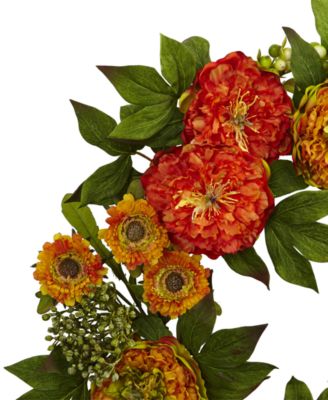 24'' Peony & Mum Wreath