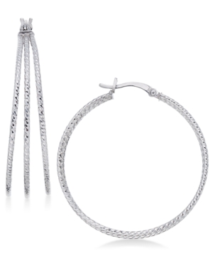 image of Textured Triple Hoop Earrings in Sterling Silver