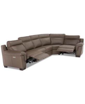 CLOSEOUT! Julius II 5-Pc. Leather Sectional Sofa With 2 Power Recliners, Power Headrests & USB Power Outlet