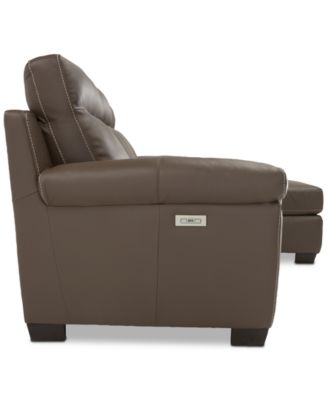CLOSEOUT! Julius II 3-Pc. Leather Sectional Sofa With 1 Power Recliner, Power Headrests, Chaise And USB Power Outlet