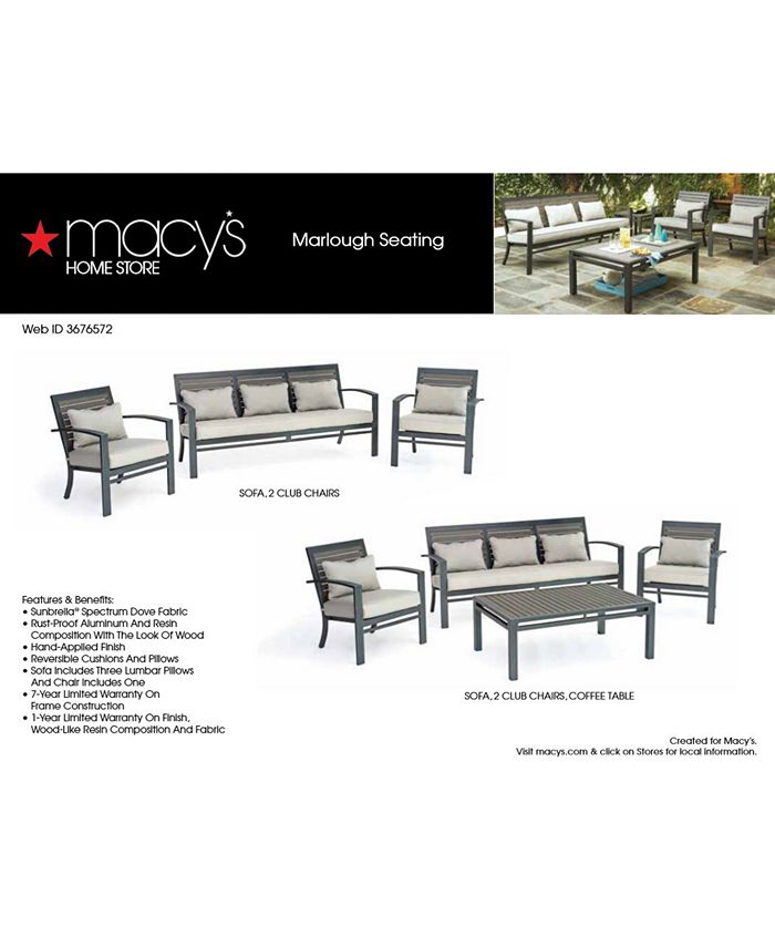 Furniture Marlough II Aluminum Outdoor 3Pc. Seating Set (1 Sofa, & 2