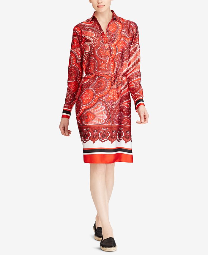 Lauren Ralph Lauren Petite Printed Twill Dress - Macy's