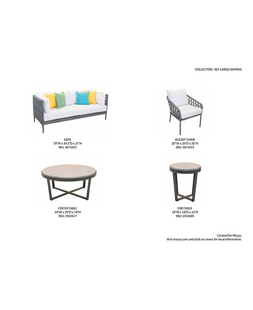 Furniture Closeout Key Largo Aluminum Outdoor 3 Pc Seating