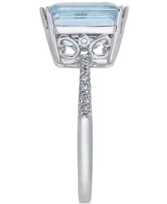EFFY&reg; Aquarius Aquamarine (3-3/4 ct. t.w.) and Diamond (1/6 ct. t.w.) Ring in 14k White Gold