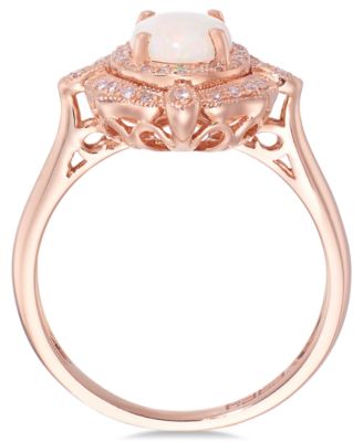 EFFY&reg; Opal (5/8 ct. t.w.) and Diamond (1/6 ct. t.w.) Oval Ring in 14k Rose Gold
