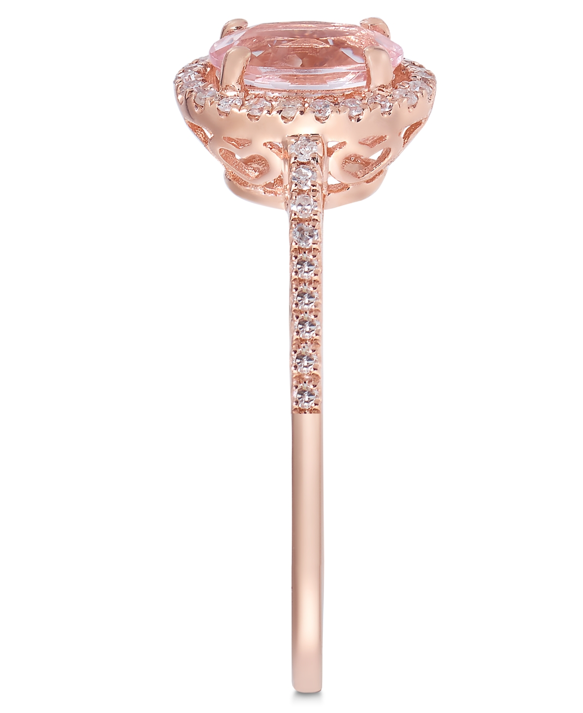 Morganite (5/8 ct. t.w.) and Diamond (1/6 ct. t.w.) Ring in 14k Rose Gold