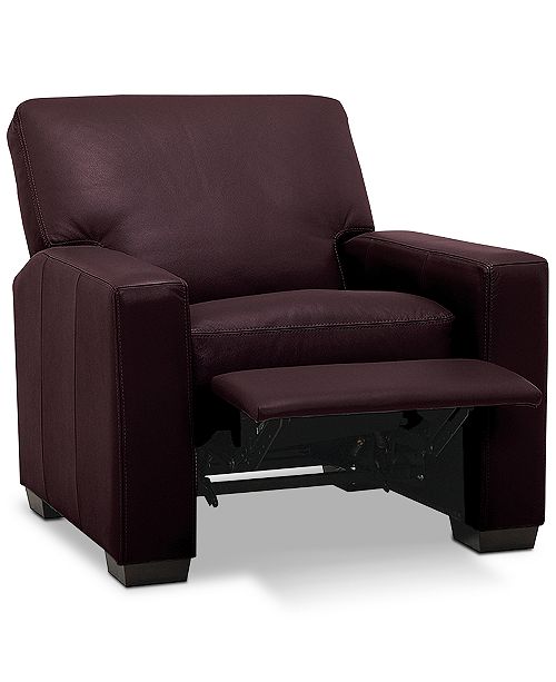 Furniture Ennia 36" Leather Pushback Recliner, Created for Macy's