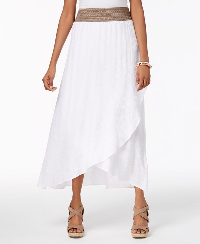NY Collection Petite Faux-Wrap Skirt - Macy's