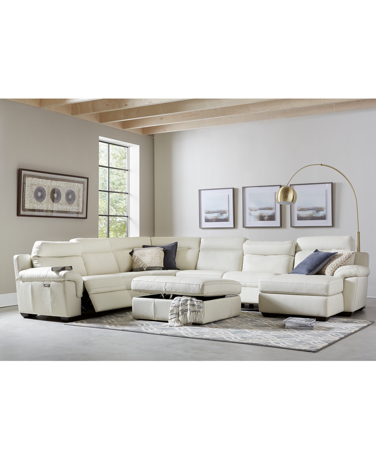Julius Ii 3-Pc. Leather Sectional Sofa With 1 Power Recliner, Power Headrests, Chaise And Usb Power Outlet