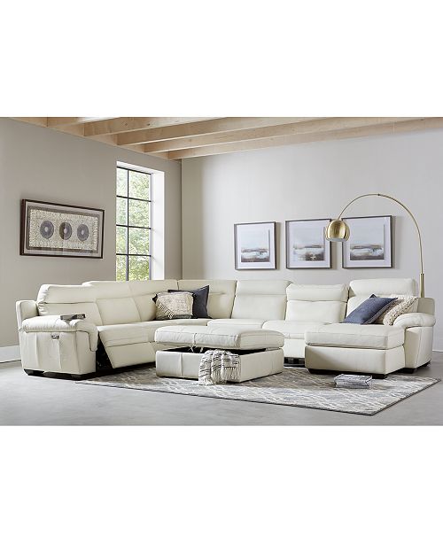 Julius Ii Leather Power Reclining Sectional Sofa Collection With Power Headrests And Usb Power Outlet Created For Macy S