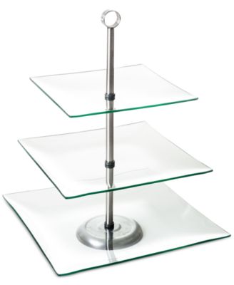 Trademark Global - Three Tier Square Glass Buffet and Dessert Stand by Chef Buddy