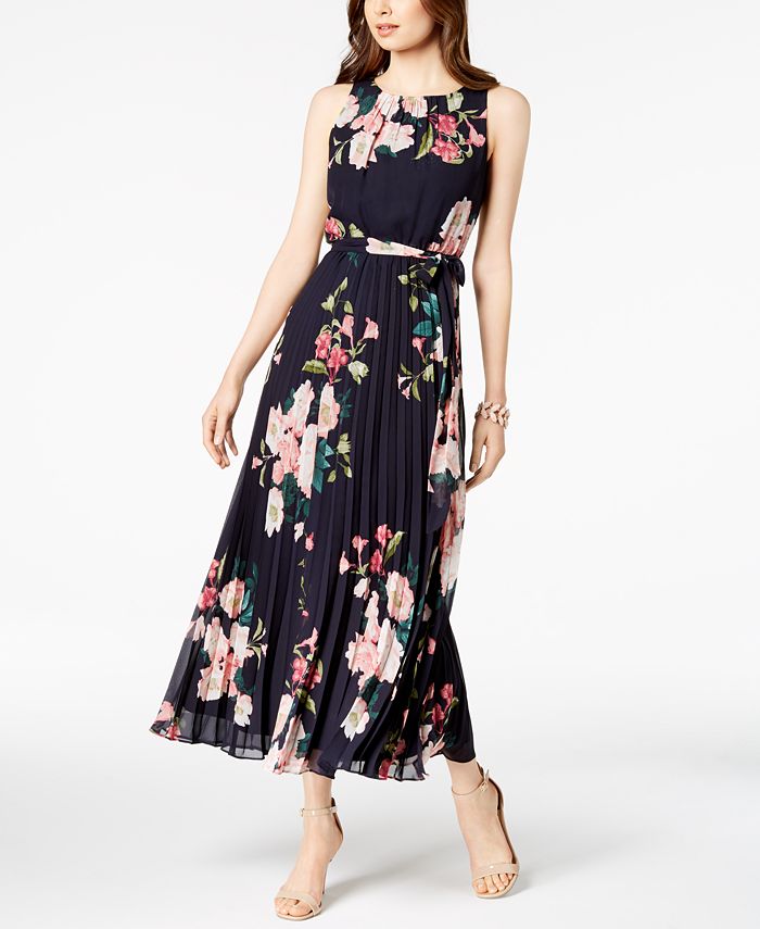 Jessica Howard Petite Belted Floral Maxi Dress - Macy's