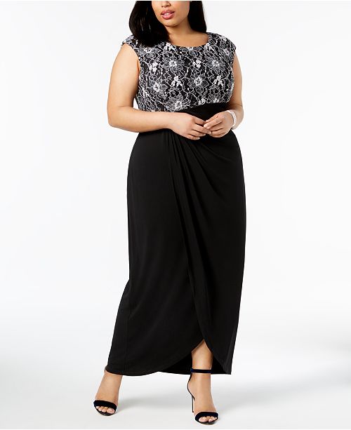 Connected Plus Size Draped Empire Waist Lace Gown Reviews Dresses Women Macy S