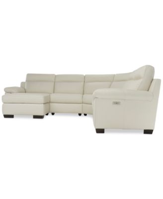 CLOSEOUT! Julius II 5-Pc. Leather Chaise Sectional Sofa With 1 Power Recliner, Power Headrest & USB Power Outlet