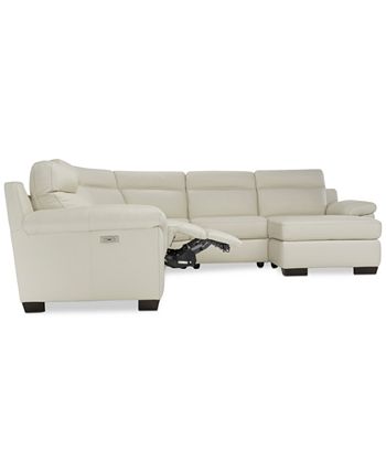 Furniture - Julius II 5-Pc. Leather Sectional Sofa With 2 Power Recliners, Power Headrests, Chaise & USB Power Outlet