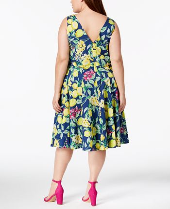 Betsey Johnson Plus Size Printed Fit Flare Dress Macy s