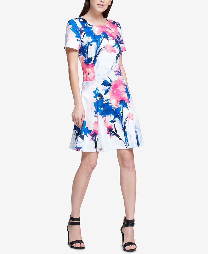 Dkny Printed Fit And Flare Dress Created For Macys Macys 9687