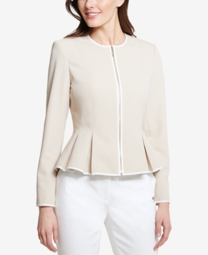 Zip front store peplum jacket