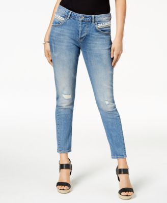 GUESS Embellished Relaxed-Fit Skinny Jeans - Macy's