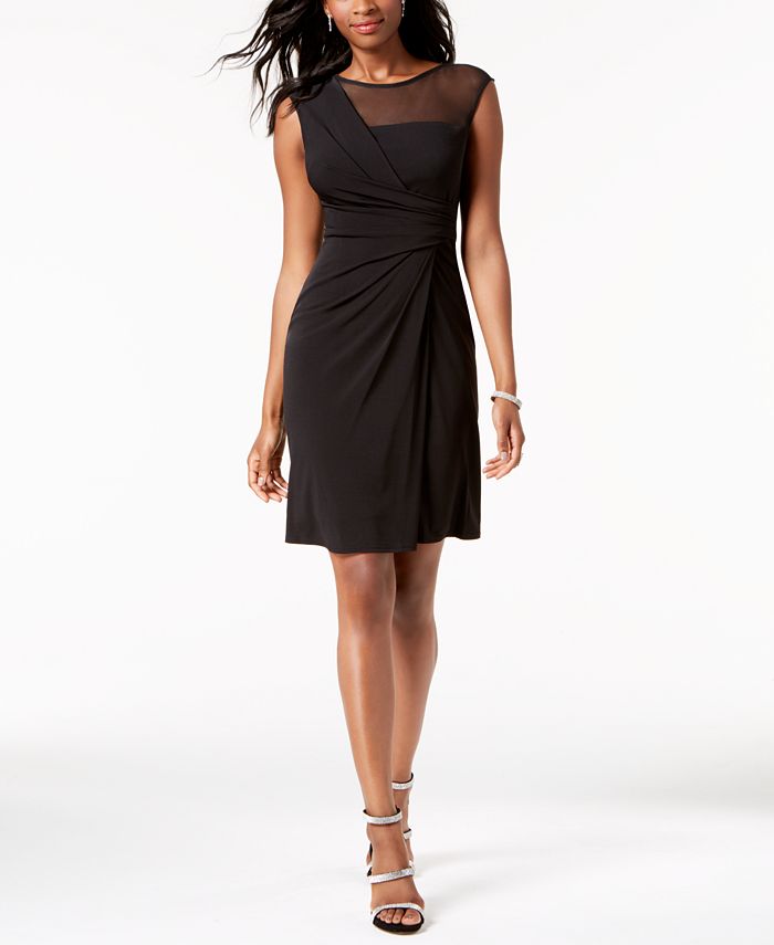 Jessica Howard Ruched Illusion Dress - Macy's
