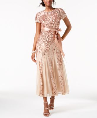 rose gold tea length dress