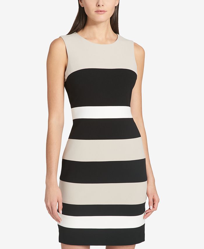 Tommy hilfiger striped scuba sheath dress discount