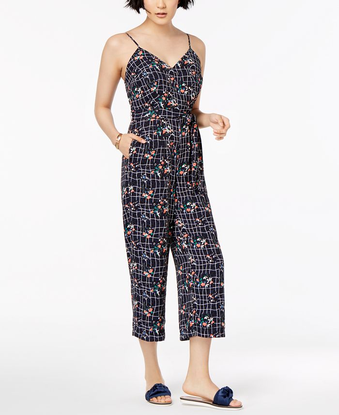 Maison Jules Floral-Print Belted Jumpsuit, Created for Macy's - Macy's