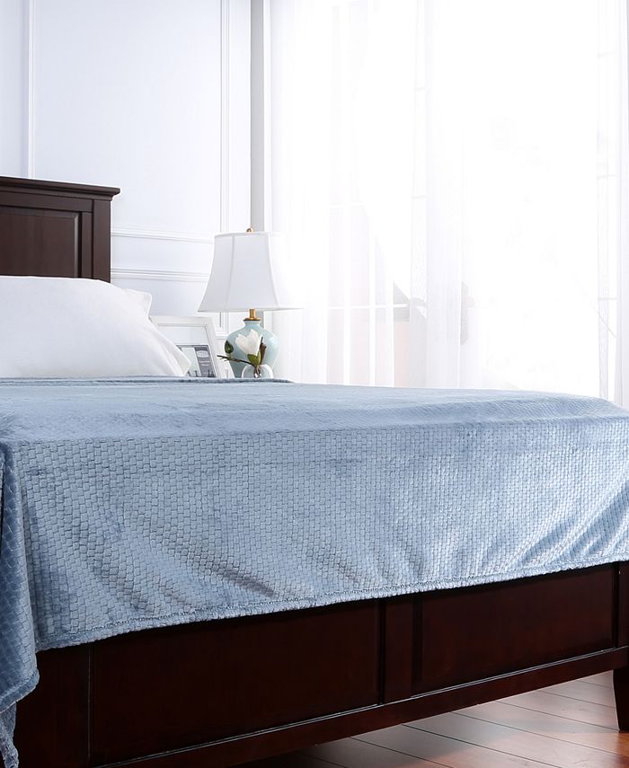 Berkshire VelvetLoft Textured Grid 108" x 90" King Bed Blanket Macy's