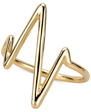 Shop Sarah Chloe Heartbeat Ring In Sterling Silver Or 14k Gold-plated Sterling Silver In Gold Over Silver