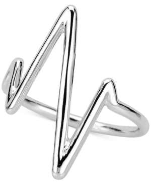 Shop Sarah Chloe Heartbeat Ring In Sterling Silver Or 14k Gold-plated Sterling Silver