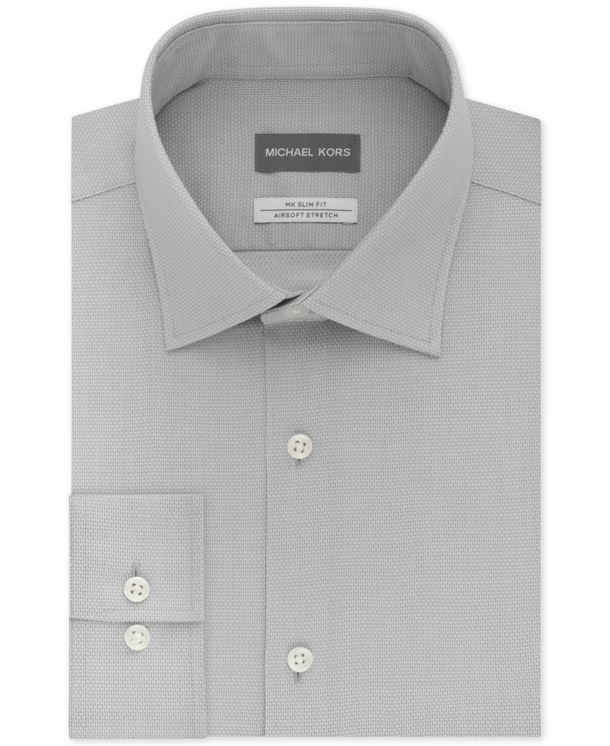 Michael Kors Men's Slim Fit Airsoft Performance Non-iron Dress Shirt In Gray