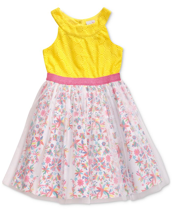 Sweet Heart Rose Toddler Girls Floral-Print Glitter Mesh Dress - Macy's