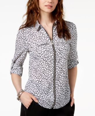 michael kors zip front shirt