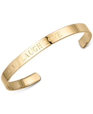 Sarah Chloe "live Laugh Love" Bangle Bracelet In Sterling Silver Or 14k Gold-plated Sterling Silver In Gold Over Silver