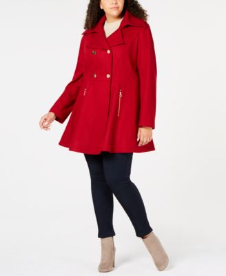 plus size red pea coat
