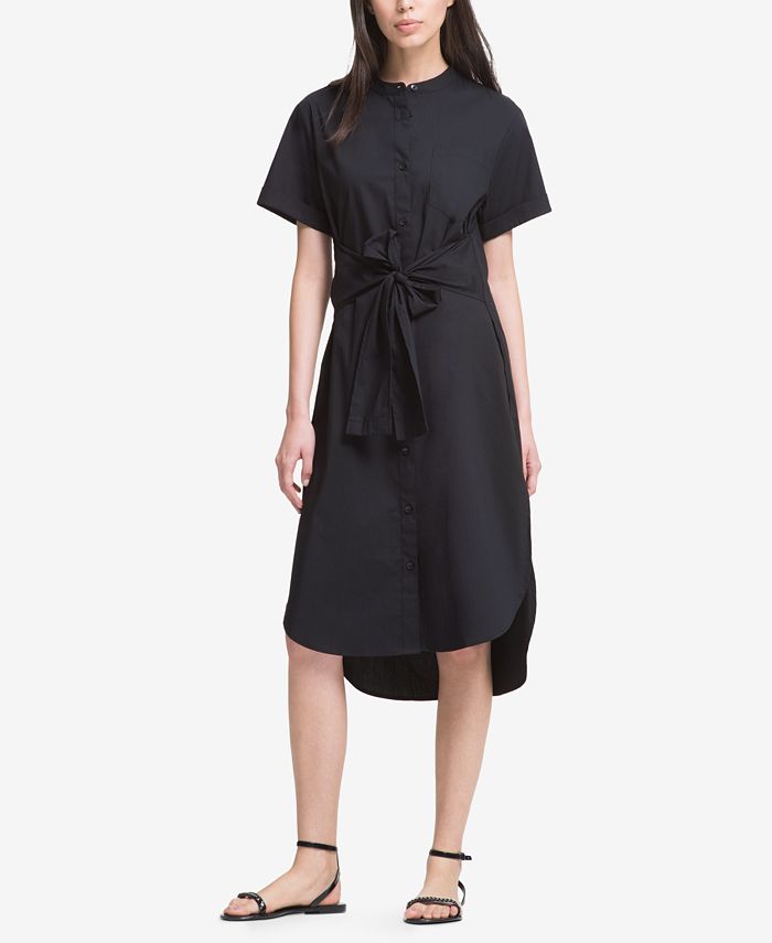 DKNY High-Low Tie-Front Shirtdress, Created for Macy's - Macy's