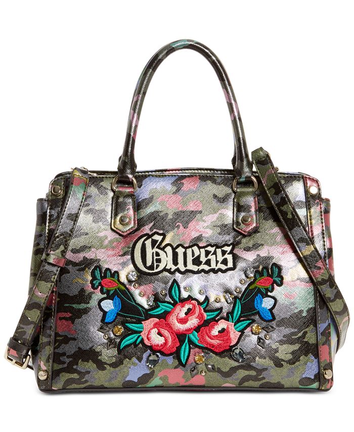 GUESS Badlands Camouflage Satchel - Macy's