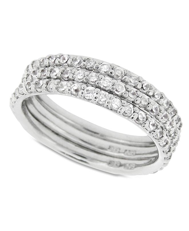 Giani Bernini Cubic Zirconia Stackable Ring Set in Sterling Silver (2-1 ...