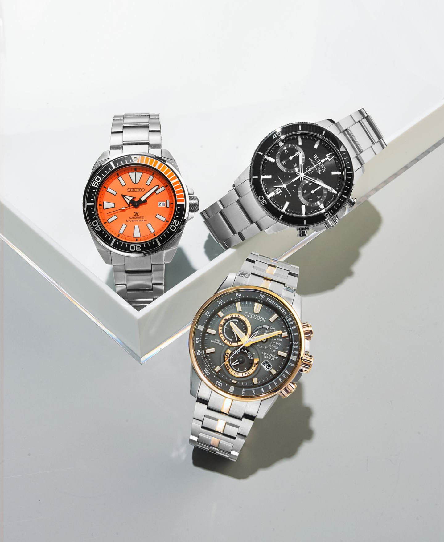 Мужские часы Bulova Chronograph Marine Star Stainless Steel Bracelet Watch 45mm — фото 5