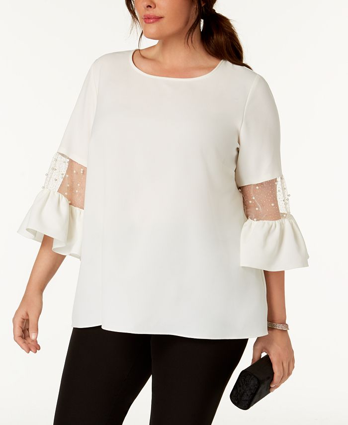 Plus size white bell best sale sleeve top