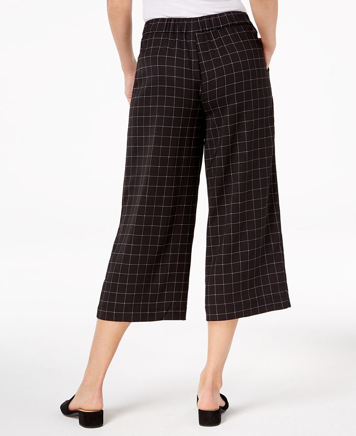 Maison Jules Checked Wide-Leg Cropped Pants, Created for Macy's - Macy's