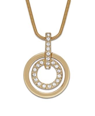 Swarovski - Necklace, Gold-Tone Double Circle Crystal Pendant