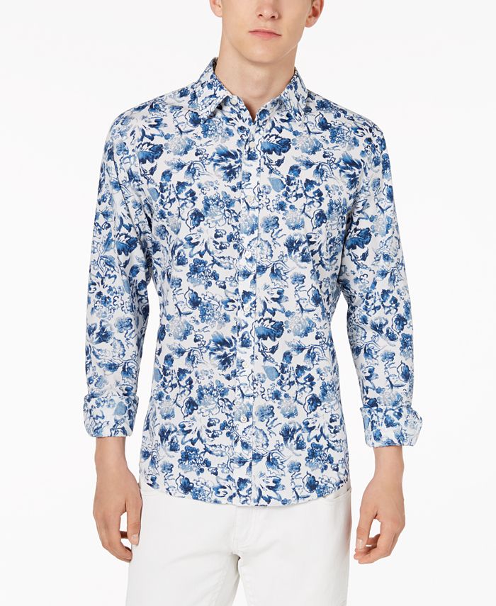 Michael Kors Men's Corby Slim-Fit Tropical-Print Shirt - Macy's