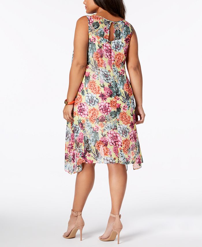 Robbie Bee Plus Size Floral-Print Shift Dress - Macy's