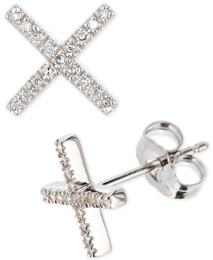 Elsie May Diamond Crisscross Stud Earrings (1/10 ct. t.w.) in Sterling