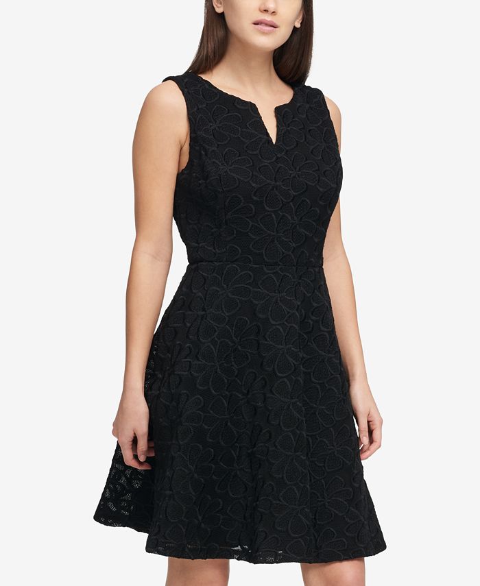 DKNY Mesh Scuba Fit & Flare Dress, Created for Macy's Macy's