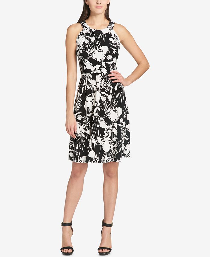 Tommy Hilfiger Floral Printed Sleeveless A-Line Dress - Macy's