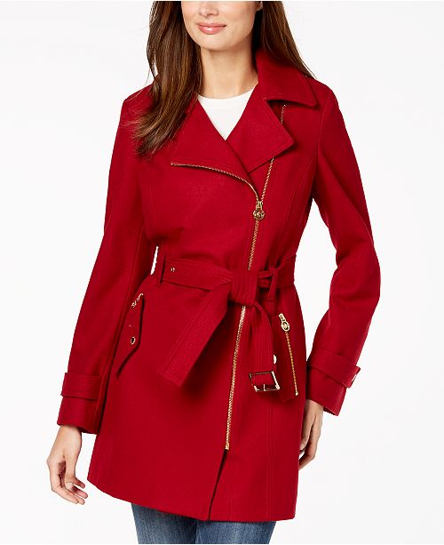 Michael Kors Asymmetrical Belted Coat & Reviews - Coats - Women - Macy's