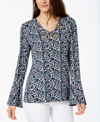 Michael Kors - Printed Lace-Up Top